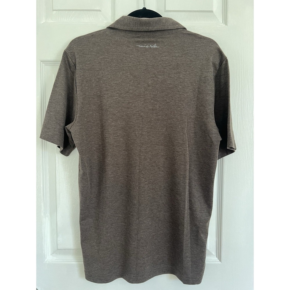 Travis Mathew Mens Small Brown Striped Polo Shirt Short Sleeve Golf Casual NWT - Picture 3 of 10